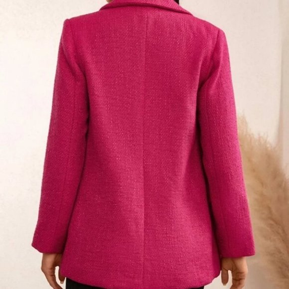 Double breast Button Tweed Blazer Pink - Picture 3 of 6